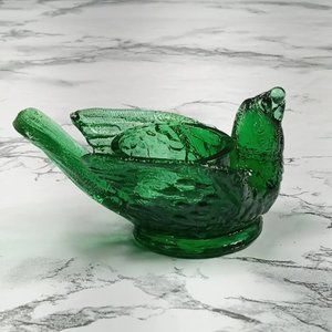 Degenhart Glass Bird & Berry Trinket Paperweight Open Salt Vtg